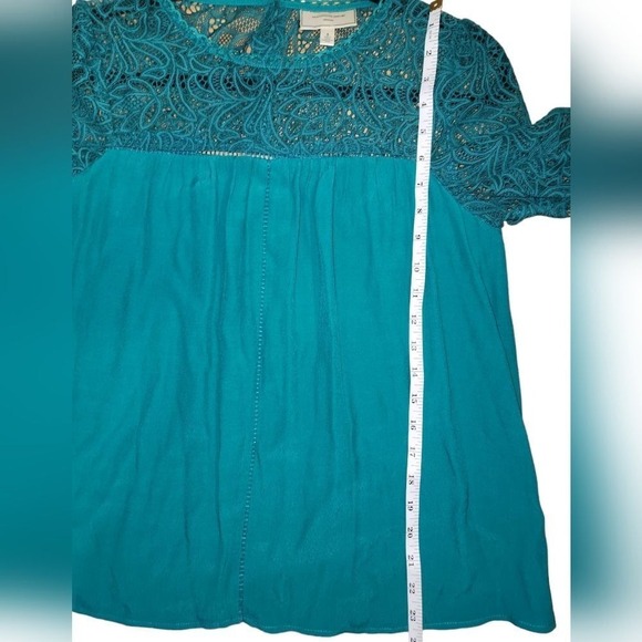 Anthropologie Moulinette Soeurs Lace‎ Sleeve Blouse Top Teal Green Boho Bohemian - Picture 3 of 10
